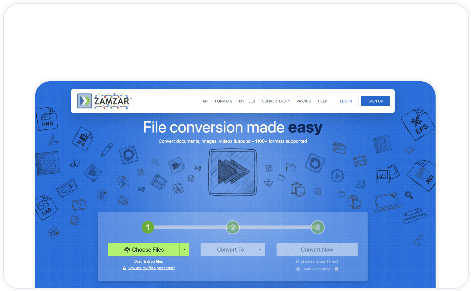 Zamzar landing page