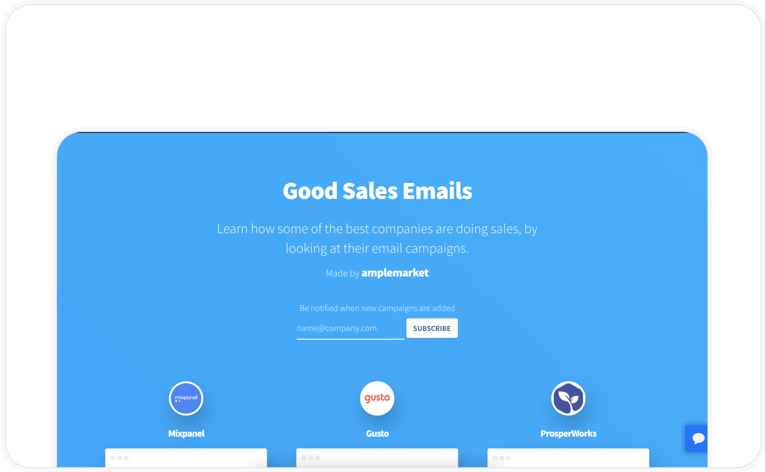 Good sales emails landing page